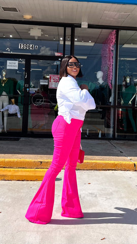 THALIA BOOTCUT JEANS (Neon Pink )