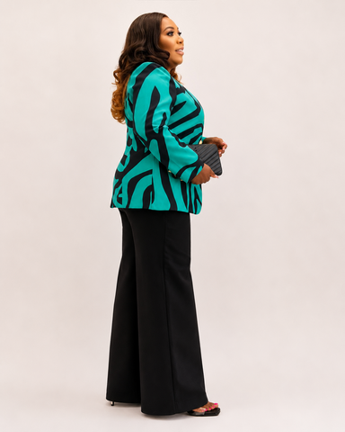 Verona Gold Button Abstract Blazer