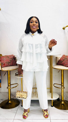 Milan Tiered Self Tie Gold Accent Top