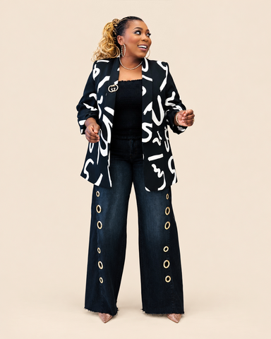 Vivid Strokes Abstract Oversized Blazer