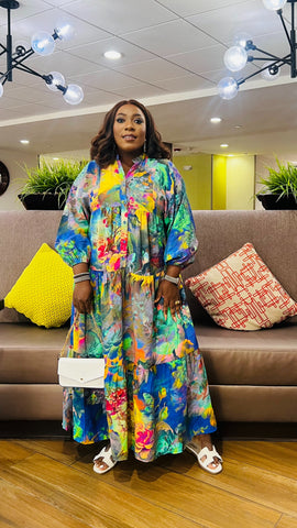 The Talia Watercolor Tiered Maxi Dress
