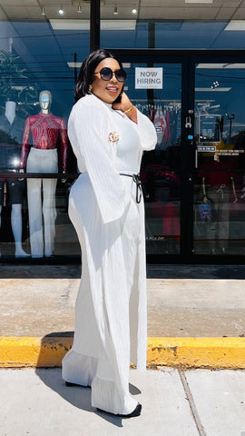 MODANI 4 PIECE PLISSE PLEAT KIMONO/ PANT SET (white)
