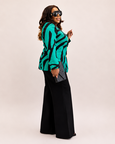 Verona Gold Button Abstract Blazer