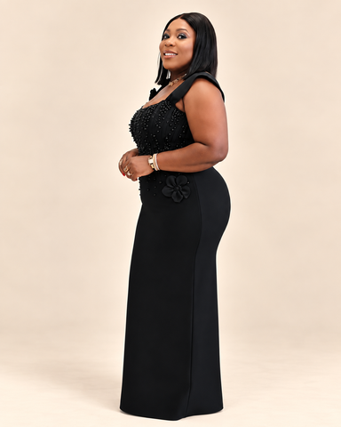 Varelle Pearl & Rhinestone Corset Bandage Dress