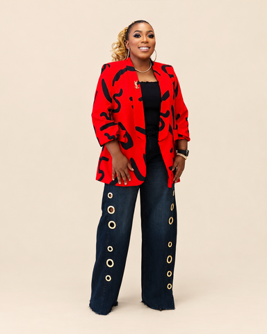 Vivid Strokes Abstract Oversized Blazer