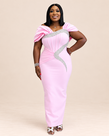 Elvaris Crystal Curve Maxi Bandage Dress