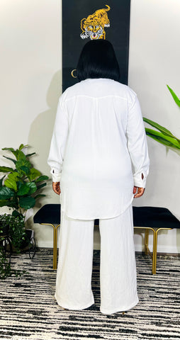 Kayla 2 Piece Oversized Shirt/Pant Set (Off white)