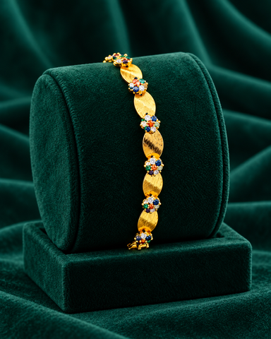 Valessia Gemmed Leaf 18K Gold Plated Jewelry Set