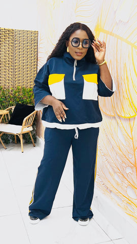 Neo-Retro Luxe Athleisure Set (Navy)