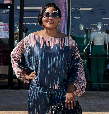 KAÏA SATIN BATWING BLOUSE( TEAL)