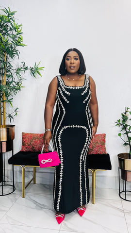 CHATEAU CRYSTAL BANDAGE DRESS( Black)