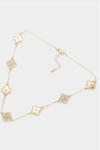MURIEL 5 CLOVER STONED NECKLACE GOLD