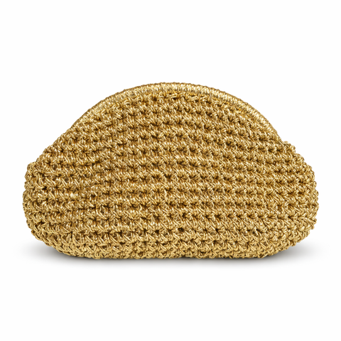 MIRAH METALLIC RAFIA CLUTCH PURSE (Gold)