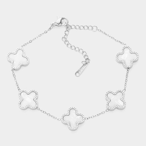 Midas Silver Stainless Steel Clove Bracelet (Non Tarnish)