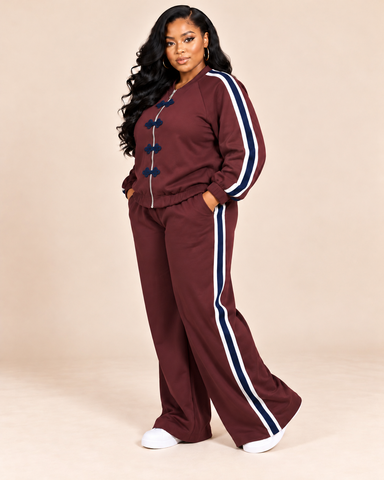 Bridget Contrast Trim Wide-Leg Tracksuit Set