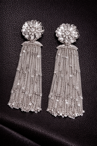 Velour Bloom Tassel Earrings