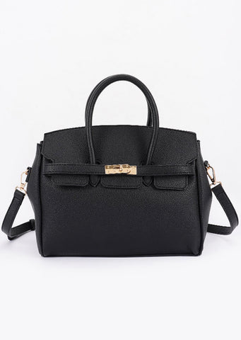 AMILA LUXE TOP HANDLE SATCHEL BAG (Black)