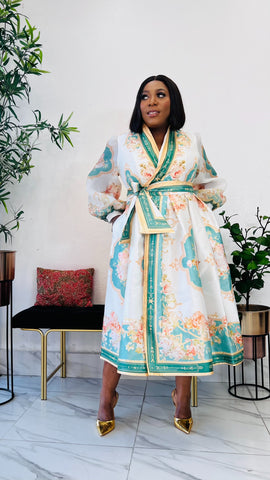 VERDANT ROYALE GARDEN WRAP DRESS (Green)