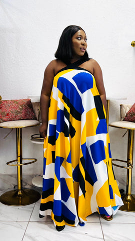 The Solstice Abstract Halter Maxi Dress