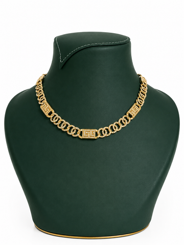 VERITÉ Geometric Link Statement Necklace - Gold