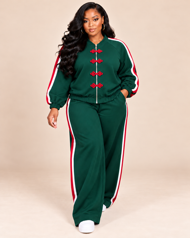 Bridget Contrast Trim Wide-Leg Tracksuit Set
