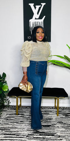 EUDORA PUFF SLEEVE TOP (GOLD)