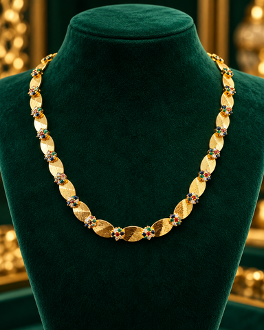 Valessia Gemmed Leaf 18K Gold Plated Jewelry Set