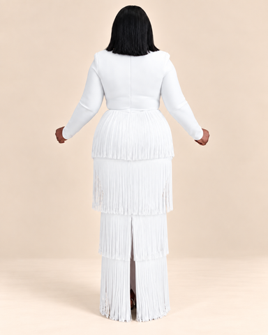 Bellavie Floral Fringe Bandage Maxi Dress