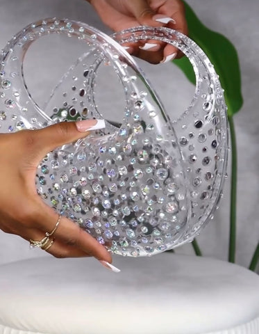 Bombshell Acrylic Clear Embellished Clutch Bag