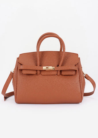 AMILA LUXE TOP HANDLE SATCHEL BAG ( Tan)