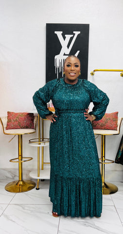 Emerelle Sequin Maxi Dress - Dark Green 3xlarge By Styletittudeapparelusa Emerelle Sequin Maxi Dress - Dark Green 3xlarge By Styletittudeapparelusa