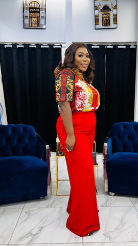 SCARLET BAROQUE PRINT TOP