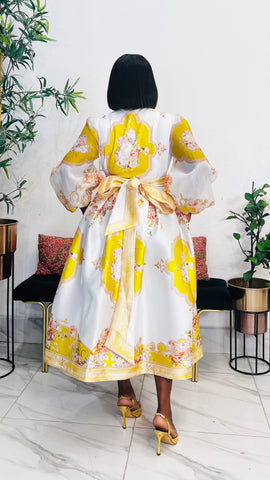 VERDANT ROYALE GARDEN WRAP DRESS (Mustard)