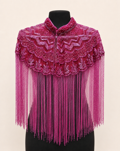 OPULENCE VINTAGE BEADED TASSEL CAPE TOP