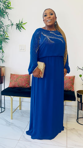 CRESSIDA EXCLUSIVE STONED MAXI DRESS (Royal Blue)
