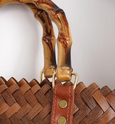 HALLE VINTAGE WOVEN BAMBOO HANDBAG