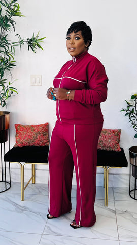 CARMINE ZIP UP WIDE LEG MATCHING SET