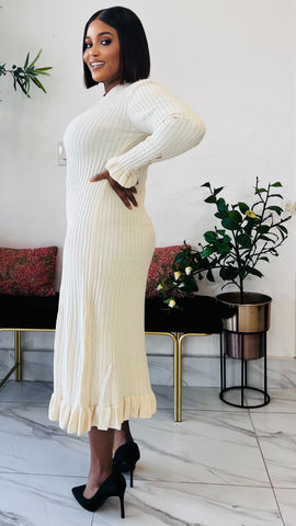 TYLA RIBBED BODYCON SWEATER DRESS (Nude)