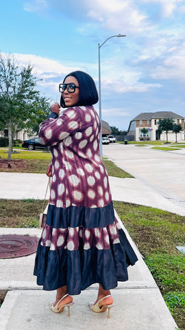 The Duchess Noir Luxe Polkadot Dress