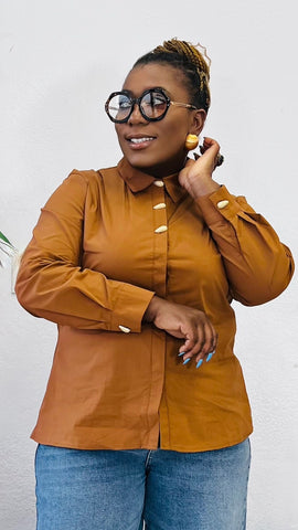 Sienna Detailed Gold Buttons Tailored Shirt