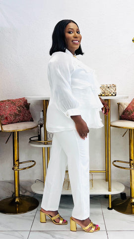 Milan Tiered Self Tie Gold Accent Top