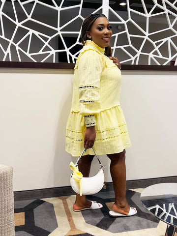 ECLAIRS LINEN LACE BABY DOLL DRESS (Yellow)