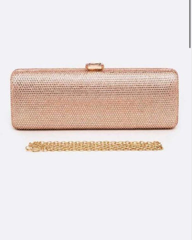 KAILA RHINESTONE RECTANGULAR CLUTCH PURSE (Rosegold)