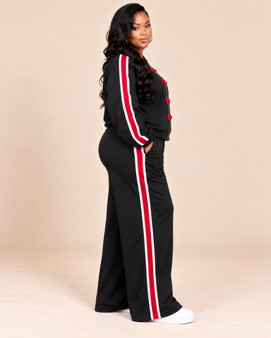 Bridget Contrast Trim Wide-Leg Tracksuit Set