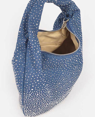 BENNY RHINESTONE STUDDED DENIM PURSE