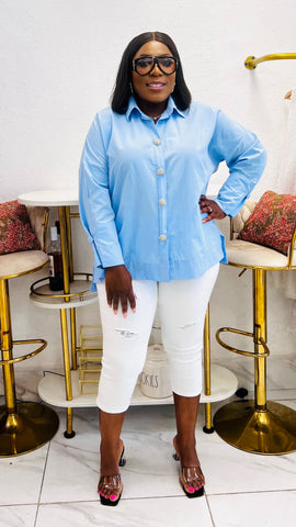 The Harper Crystal Button Shirt