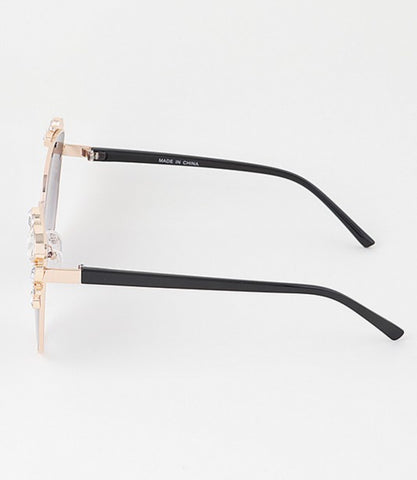 ALL EYES ON ME CRYSTAL EMBELLISHED CAT EYE SUNGLASSES