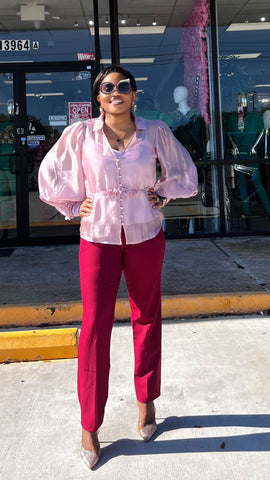 ELOWÈN FLORAL DESIGN SATIN BLOUSE