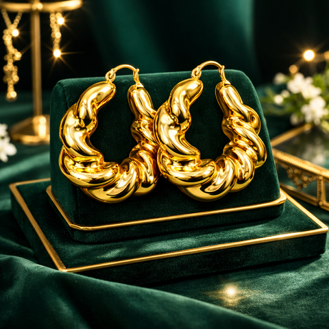 Delphine Swirl Statement Hoops Earrings