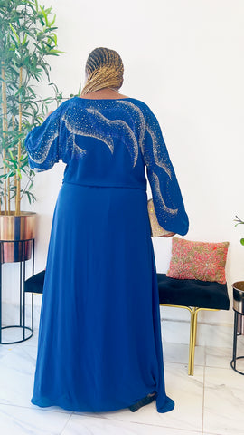 CRESSIDA EXCLUSIVE STONED MAXI DRESS (Royal Blue)